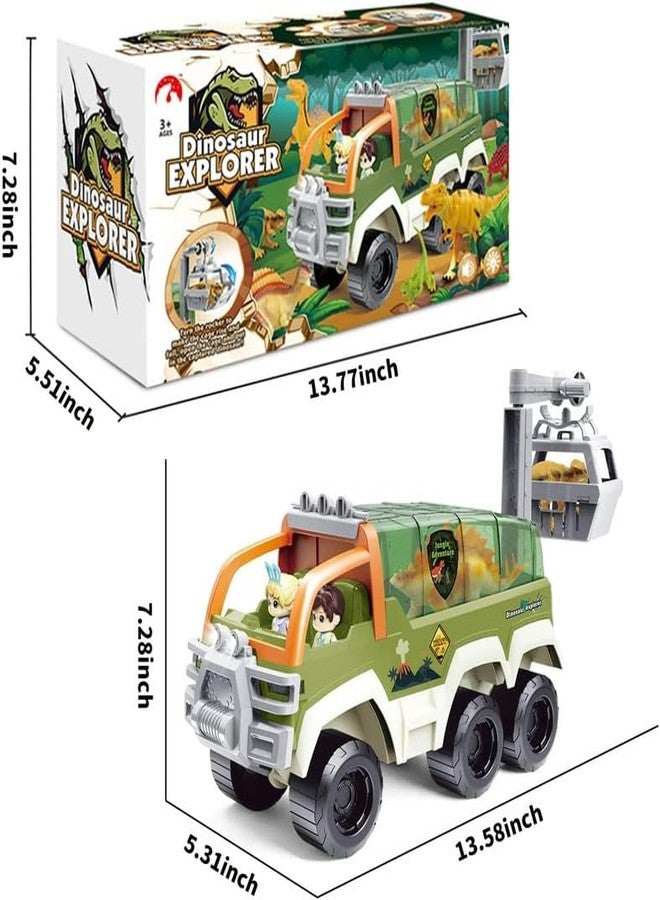 KONIGIN Play Game Dinosaur Truck Toy Car Transporter Carrier Set Dinosaur Figures and Mini Racing Car with Sound Light Toys Set for Age 3-9 Toddlers (Multicolor) - Image 2